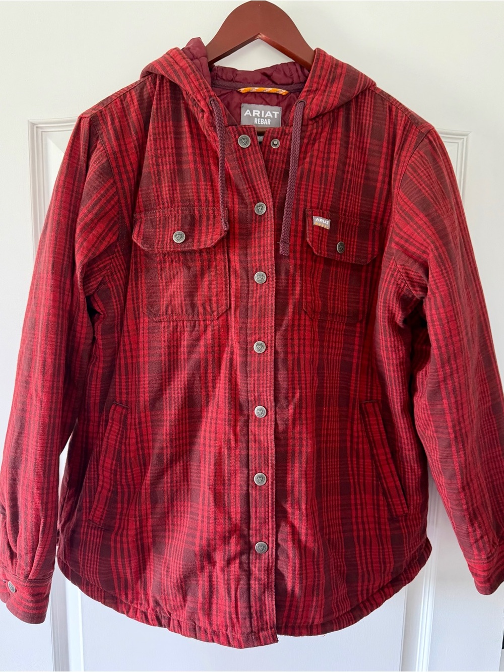 Ariat Red Plaid Hooded Work Jacket